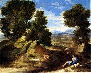 Nicolas Poussin Landscape with a Man Drinking or Landscape with a Man scooping Water from a Stream France oil painting artist